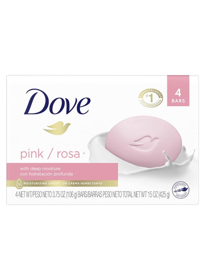 دوف صابون دوف بيوتي بار لبشرة أنعم، لون وردي، ترطيب أكثر من الصابون العادي، 106 غرام (4 قطع في العبوة) - Image 1